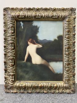 Oil On Canvas In Carved Antique Frame