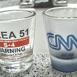 One Area 51 And 1 Vintage CNN Shot Glass