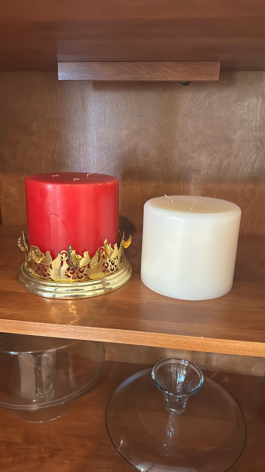 Large Christmas Candle Holder With Two 3 Wicked Candles, Red And White