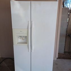 WHIRLPOOL, SIDE BY  SIDE  REFRIGERATOR. 35"Wide   30"Deep    69"Tall