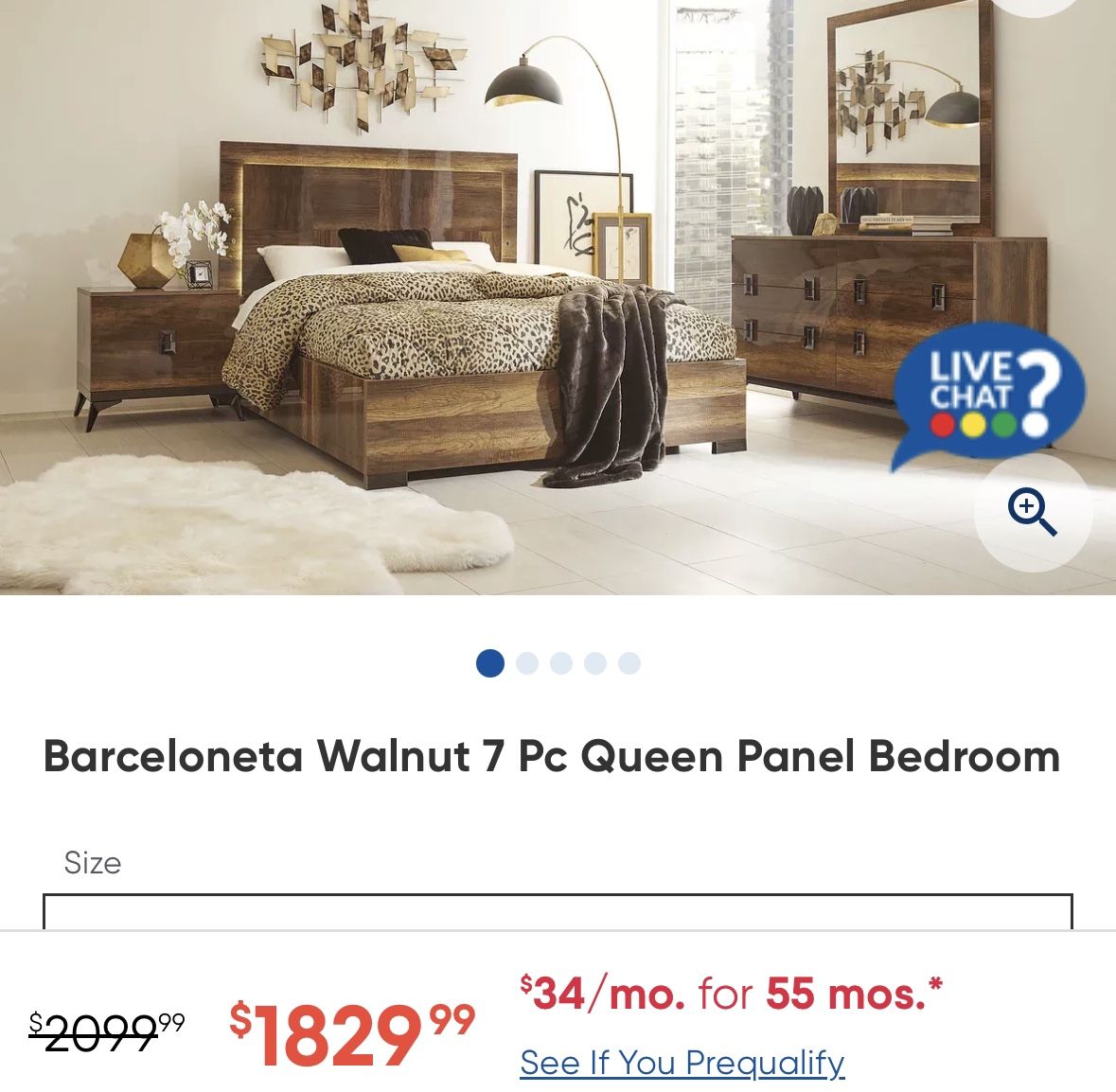 Queen Bedroom Set - Barceloneta Glossy Walnut - FINAL OFFER - MUST BE PICKED UP BY 10/18