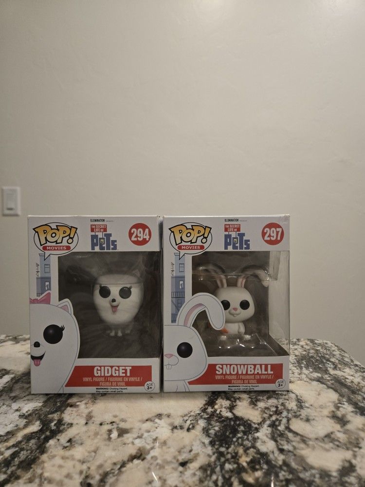 Funko Pop! The Secret Life of Pets - Gidget #294 & Snowball #297 (New in Box) 