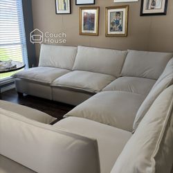 Cream Velvet Modular 6 Piece Sectional Couch Delivery Available 🚚