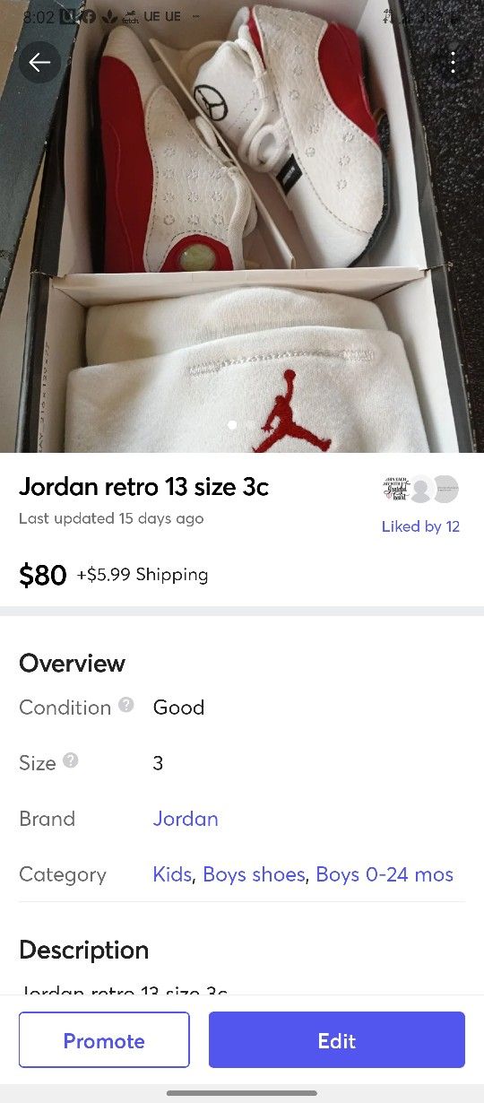 Jordan Retro 13 Size 3C