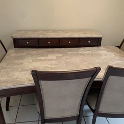 Marble Table And Buffet Set