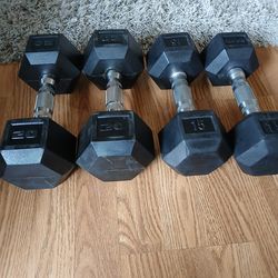 Hex Rubber coated dumbbells