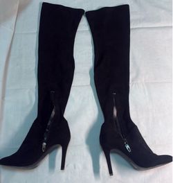 Black Suede Over-the-Knee Stiletto Boots