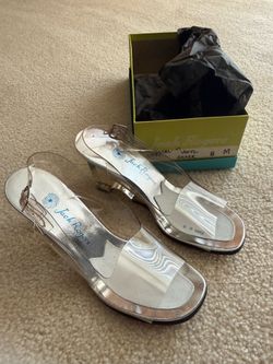 NEW vintage Jack Rogers clear slingback heels with silver trim size 8