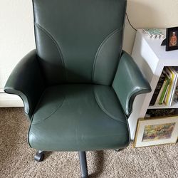 Dark Green Leather Office Chair