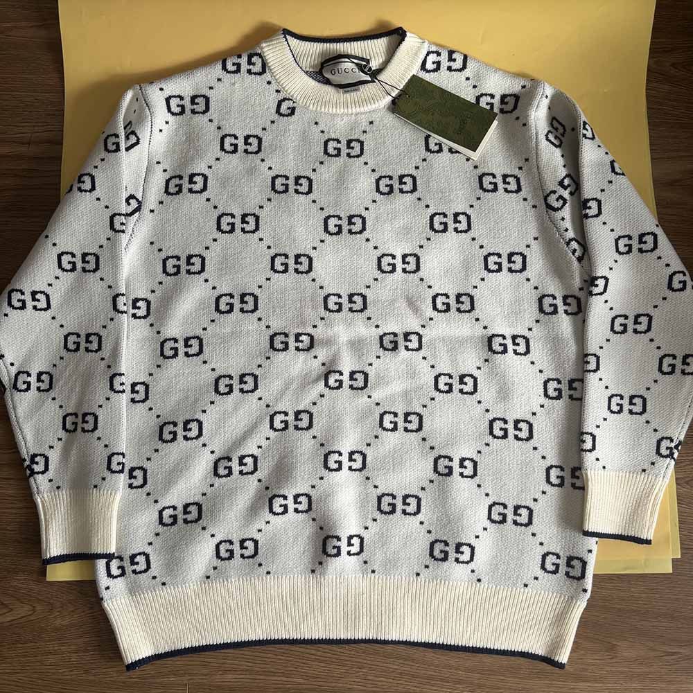 Gucci Round Neck Print Wool Knitted Sweater