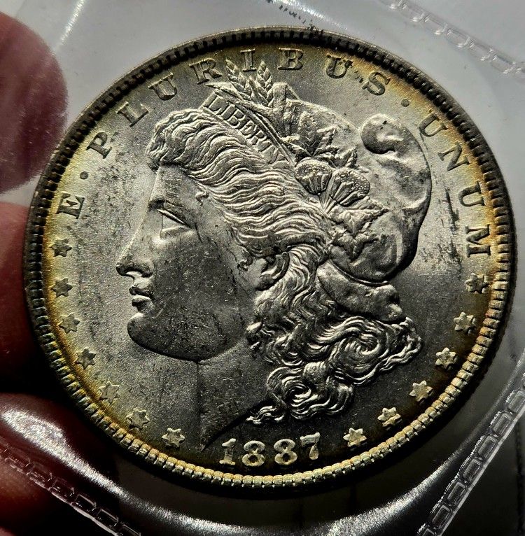 1887-P Morgan Silver Dollar BU+ MS+ Peripheral Toning (Bank Roll)
