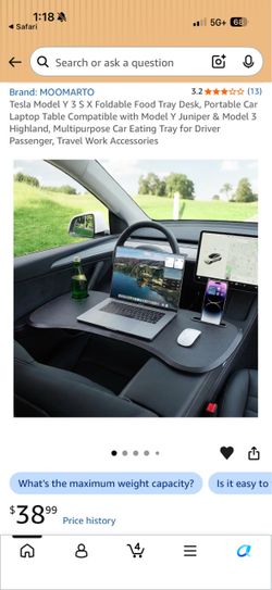 Tesla Model Y 3 S X Foldable Food Tray Desk, Portable Car Laptop Table