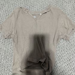 Pacsun Tan T Shirt With Slit 