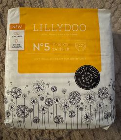New One (1) LILLYDOO Disposable Hypoallergenic Baby Diapers Size 5 (24+ lbs) 22 Count