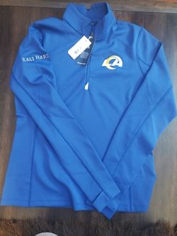 Los Angeles Rams Cutter & Buck Blue Adapt Eco Knit Quarter -Zip Pull Over Jacket