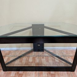 Modern Glass TV Stand / Media Console – Black Frame