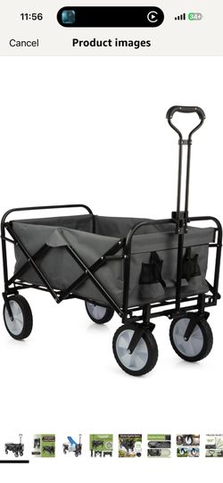 Collapsible Wagon - Grocery Cart on Wheels - Portable Beach Wagon, Folding Garden Cart or Shopping