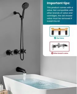 Matte Black Tub and Shower Faucet Set