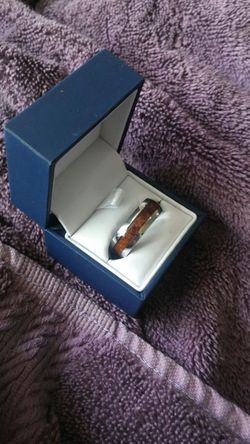 HAWAIIAN HERILOOMS Tungsten Carbide Ring with Genuine Hawaiian Koa Wood Inlay