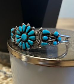 Antique Zuni bracelet cuff Turquoise and sterling silver