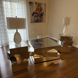 Mirrored Coffee Table And End Tables