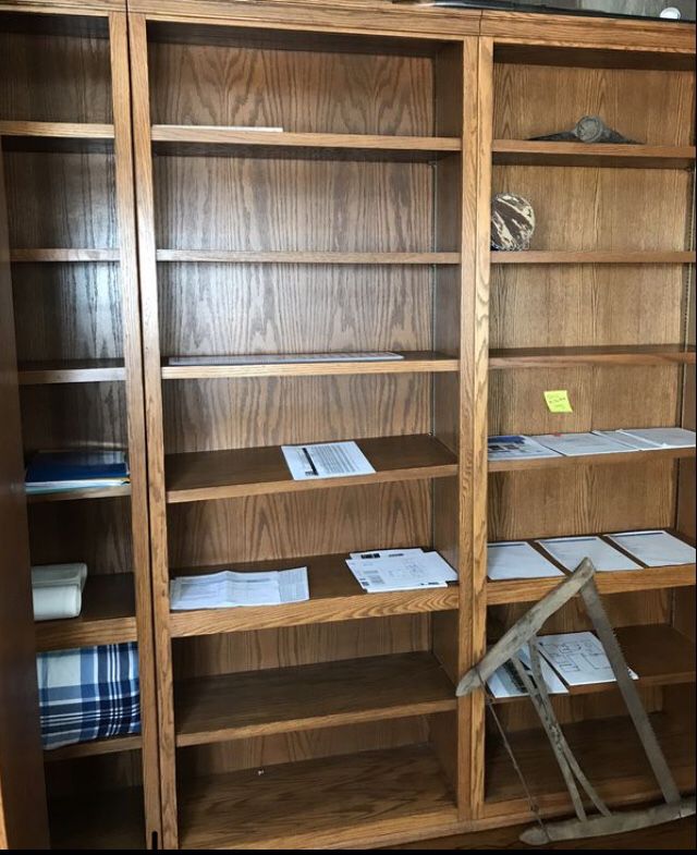 Oak bookshelves great condition. Very tall