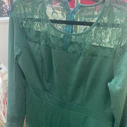 Green Lace Top Dress size 14