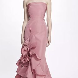 Marchesa Strapless Ruffled Faille Gown