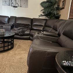 Leather sectional couch, big