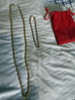 Gold Plated Silver Chain And Bracelet