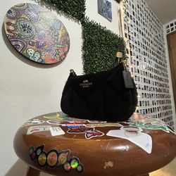 NWT Coach CO956 Teri Hobo With Quilting Velvet And Smooth Leather Gold/Black$340