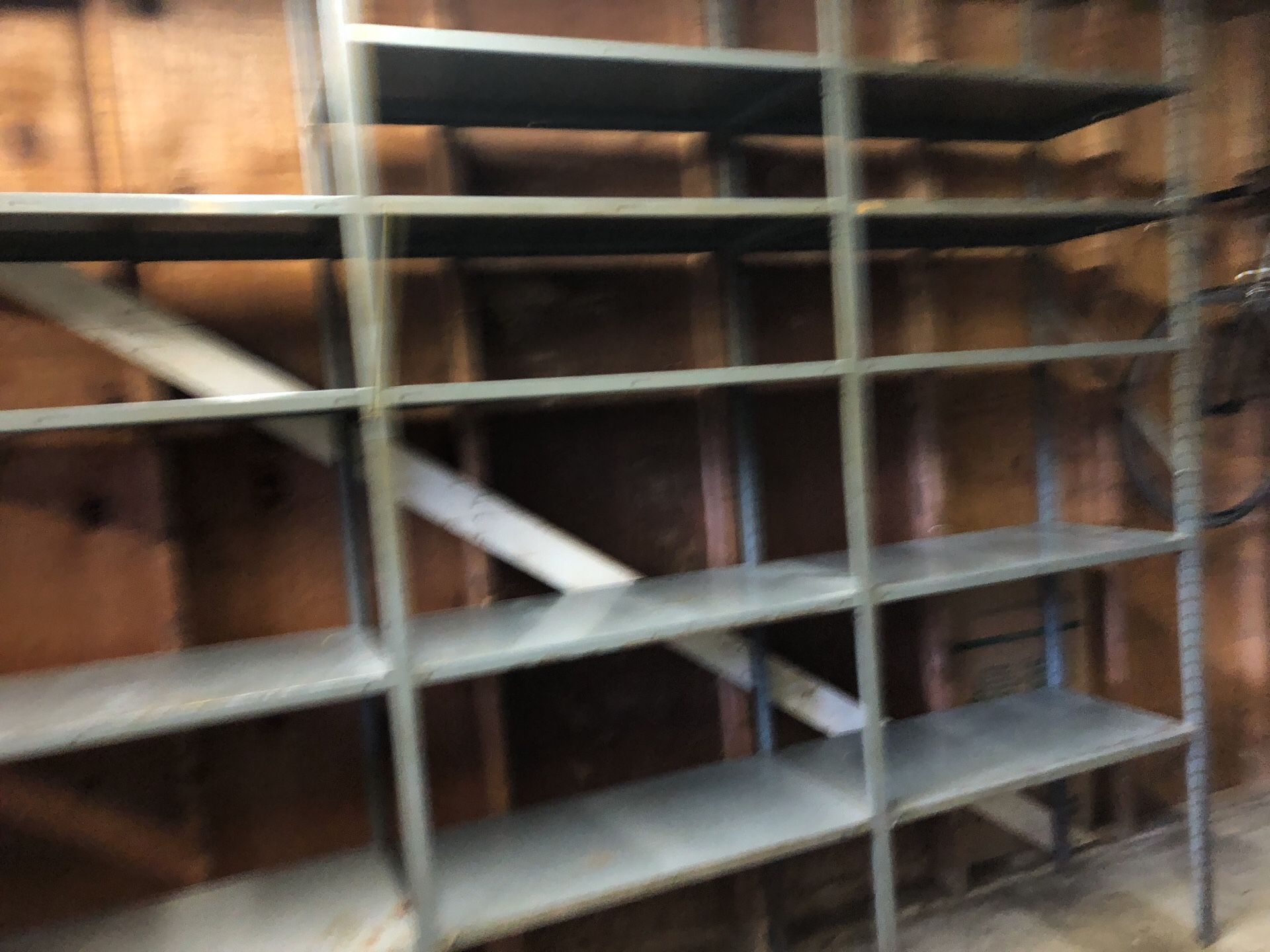 8ft grey tall, 9 ft wide galvanized steel shelves for sale $125 OBO Scrapping 10/8/18 — Must sell today and pickup today