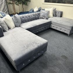 NEW VELVET XL SECTIONAL SOFA AND FREE DELIVERY