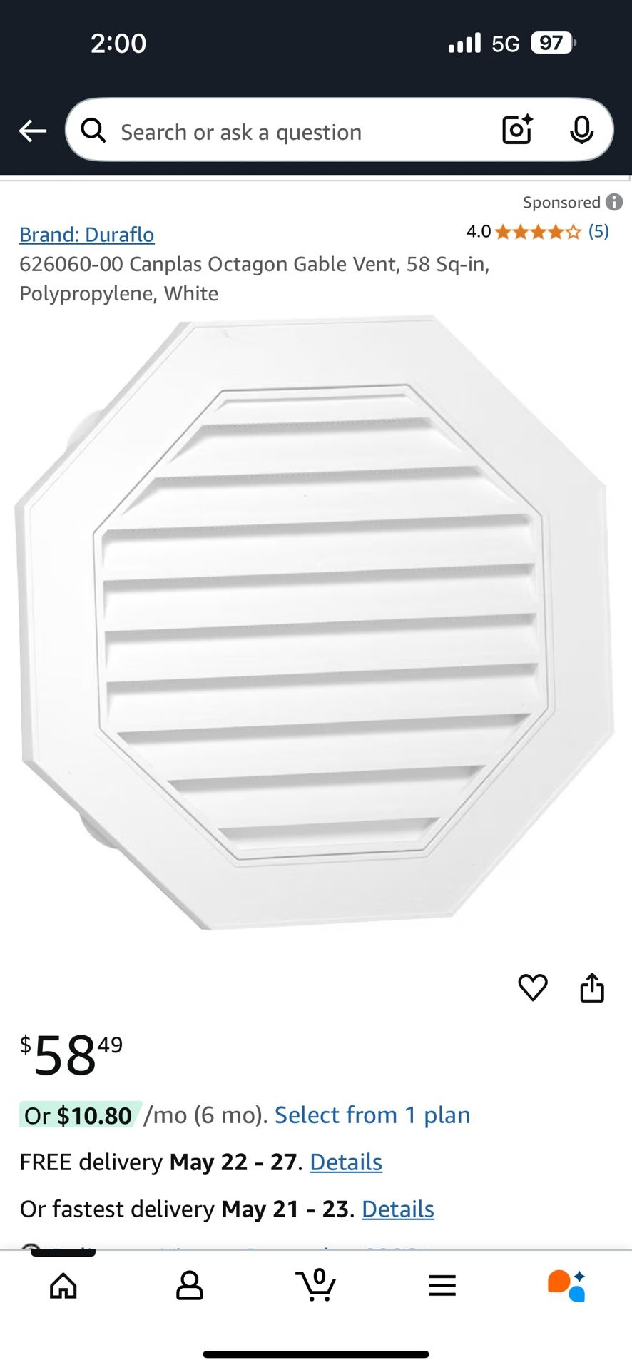 Vinyl Gable Vent