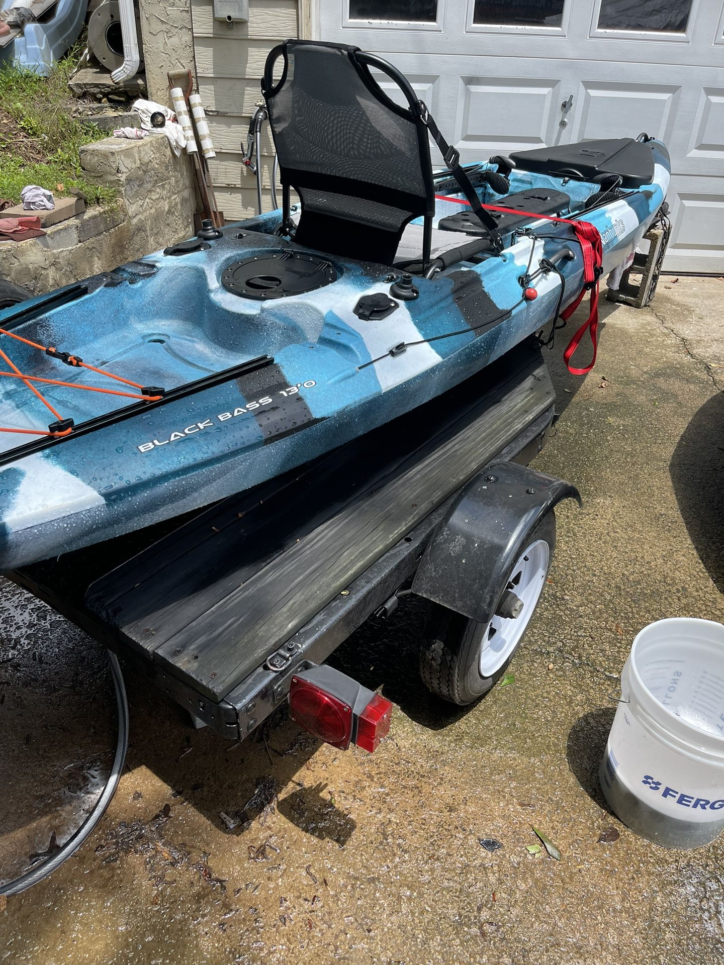 13 Foot Like New Vanhunks Fishing Kayak With Custom Trailer. $1200.00