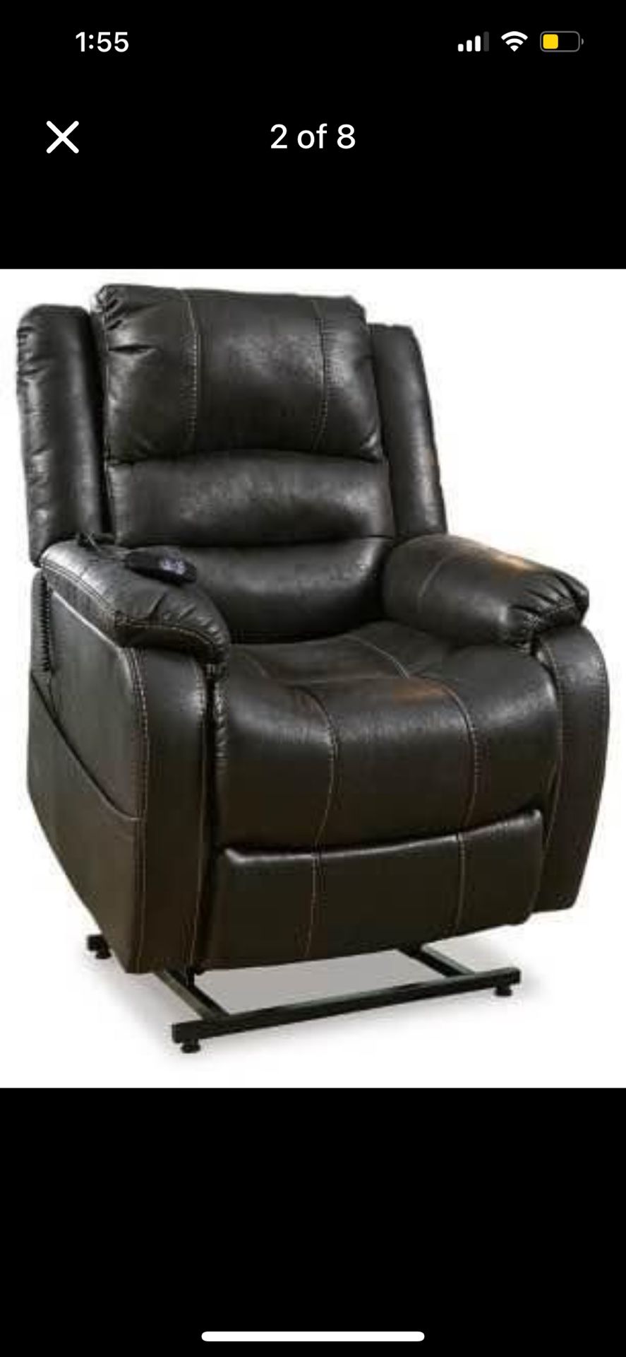 Faux leather electric power lift recliner