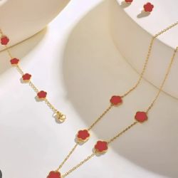 Four Clover Red Jewerly Set 