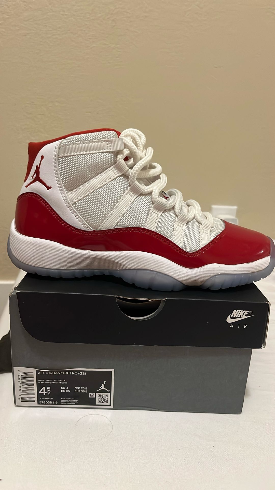 Cherry Red Jordan 11 Size 4.5Y