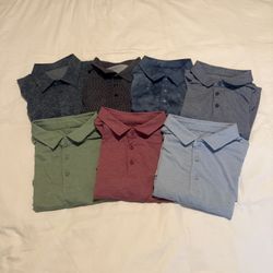 7 Lululemon Shirts Men Size Medium Polo, Button up
