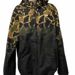 Adult Men Medium Adidas Camouflage Ombré Hooded Full Zip Rain Coat Jacket Windbreaker 