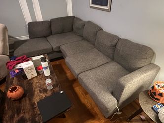 Gray Fabric Sectional Sofa with Chaise