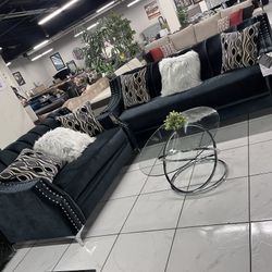 Customizable Sofa Set 🖤 Black Velvet 🔥