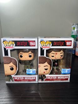 TWO EXCLUSIVE Dexter Morgan Funko Pops w/ Syringe #1944 BLOODY #1697 Horror TV Television Hall Shows