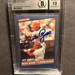1986 Leaf P. Rose 4192 signed. Beckett Authenticated "10" Autograph. Negotiable 