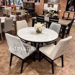 Elegant 5-Pc White Dining Table Set No Tax ‼️