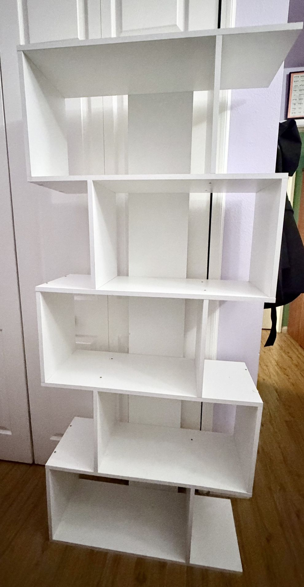 Modern White Geometric Bookshelf / Display Shelf – Great Condition