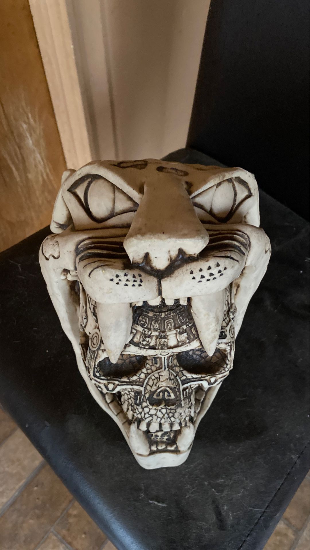 Jaguar skull table sculpture