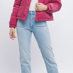 Hot Pink Corduroy Puff Jacket $30 