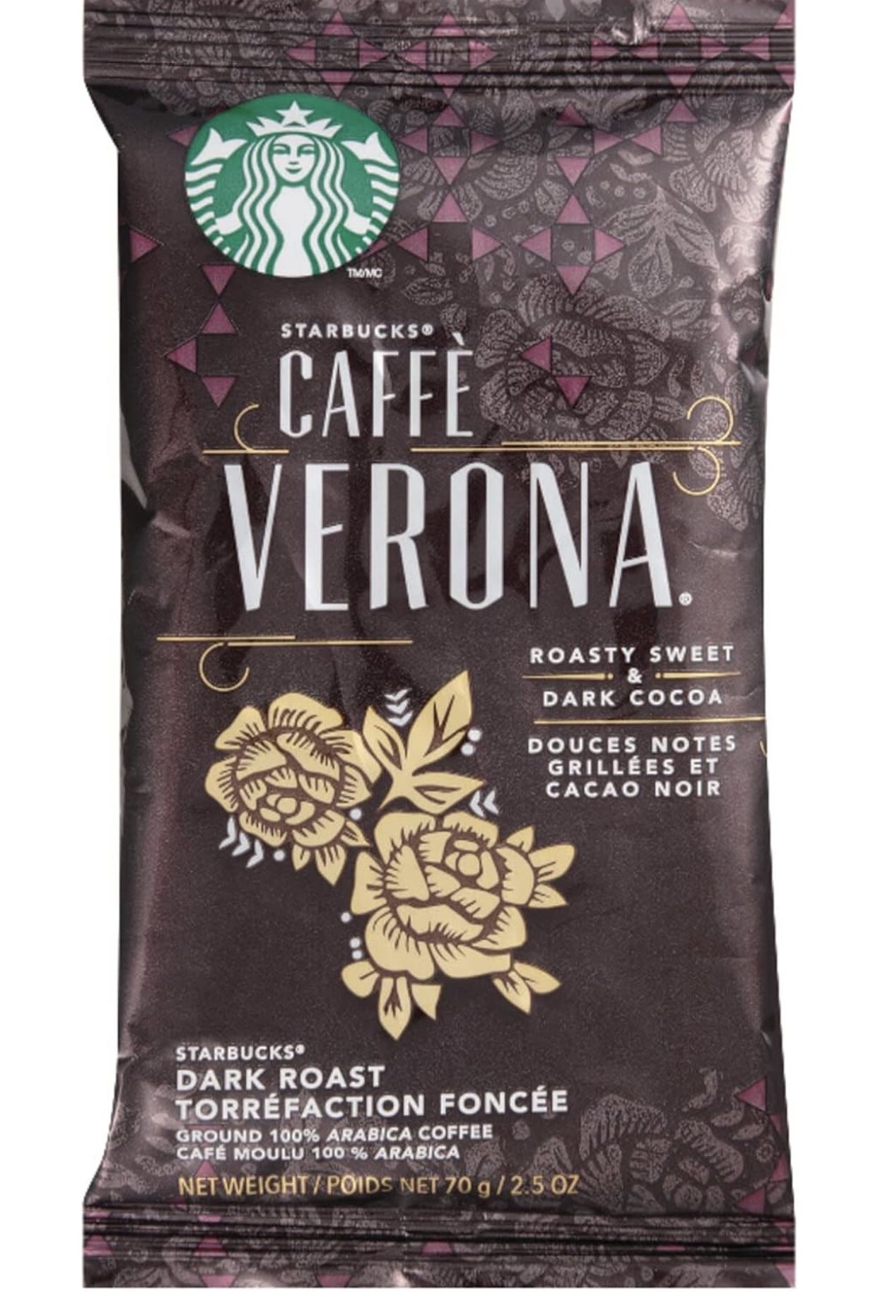 Starbucks® Caffe Verona Ground Coffee, 2.5 Oz., Box Of 18