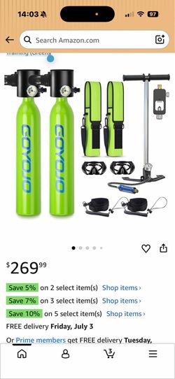 GOYOJO 0.5L Mini Scuba Tank with Pump, Portable Diving Tank, Lung Tank Kits with 3000 PSI Max Pressure, Reusable Scuba Diving Kit Gear with Pump Under